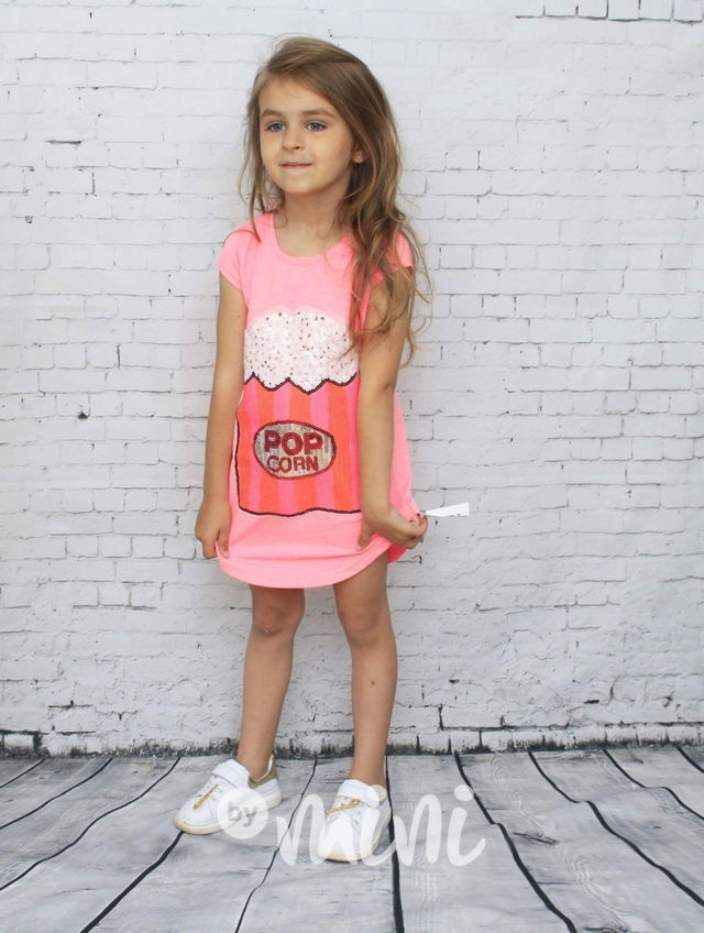 Popcorn dress pink Skladem ByMini.cz