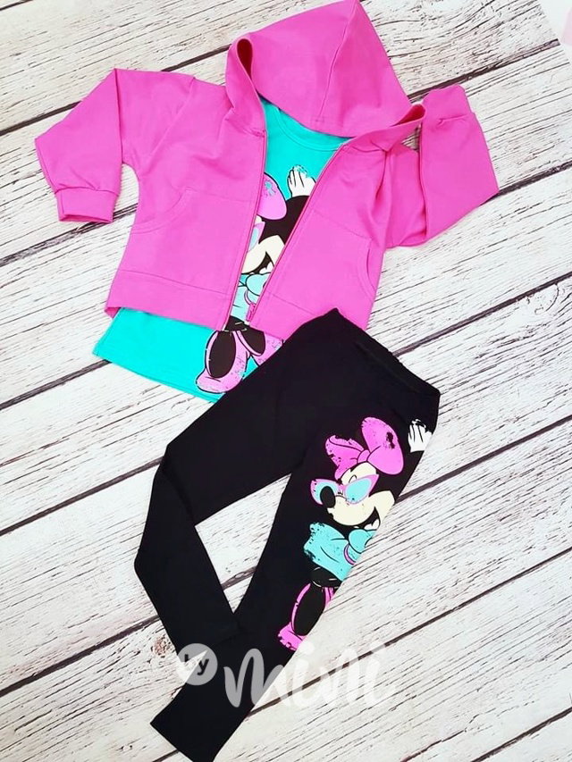 Bavlněné triko a legíny Minnie růžová