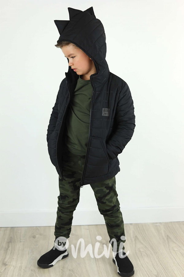 DINO fleece long bunda - černá