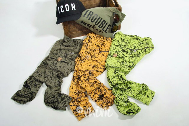 Mustard marble baggy kapsáče zip