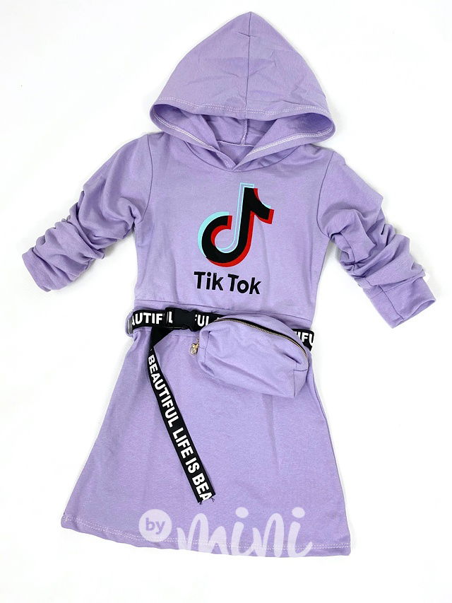 Tik Tok lila sporty hoodie dress + ledvinka