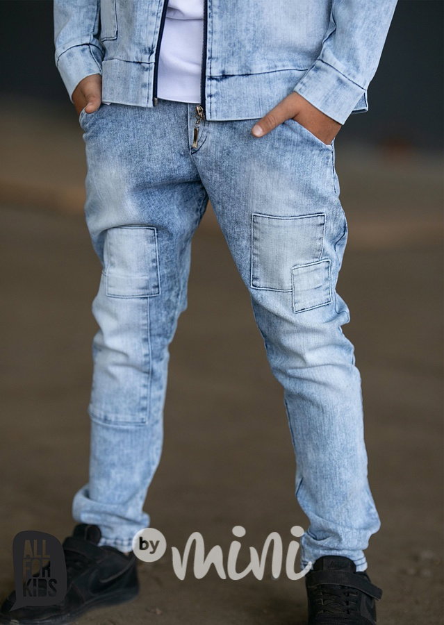 Ice blue jeans pants záplaty *by AFK*