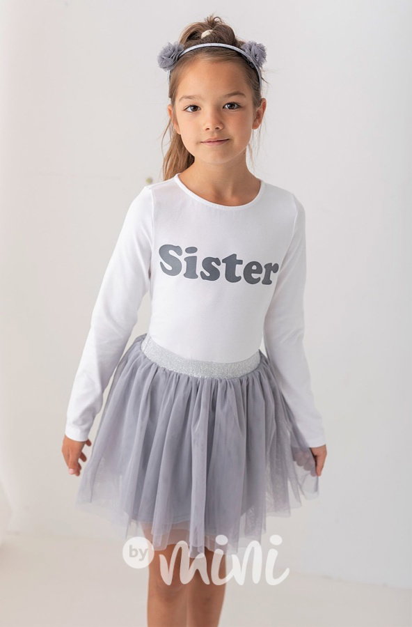 Grey/Silver tylová tutu sukně