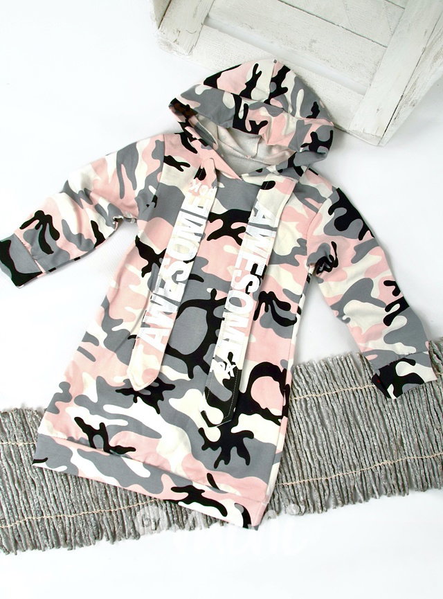 Awesome pink army hoodie tunika