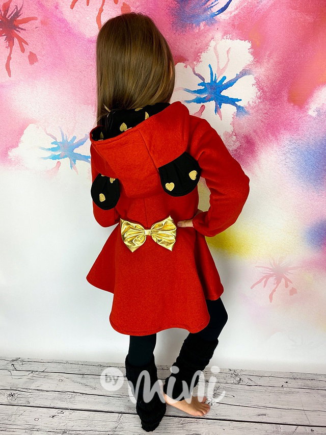 Gold Mickey fleece mikčokabátek - červený