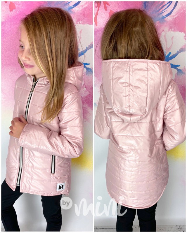 Jarní prošívaná long bunda - pudrová