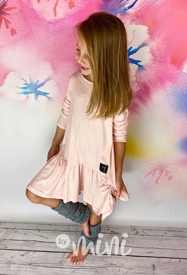 Svetříkové oversize šaty pink melange