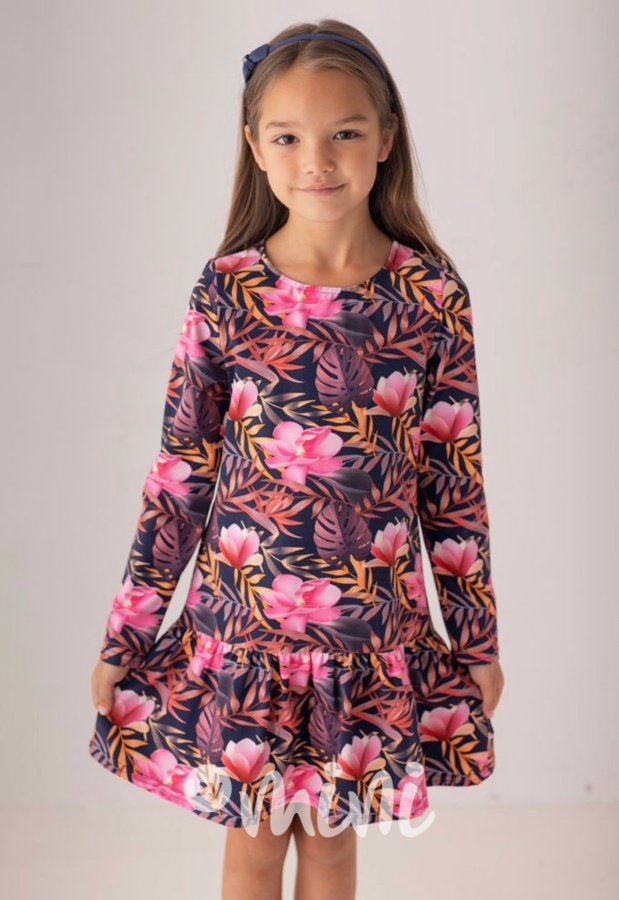 Dívčí dětské podzimní šaty s dlouhým rukávem