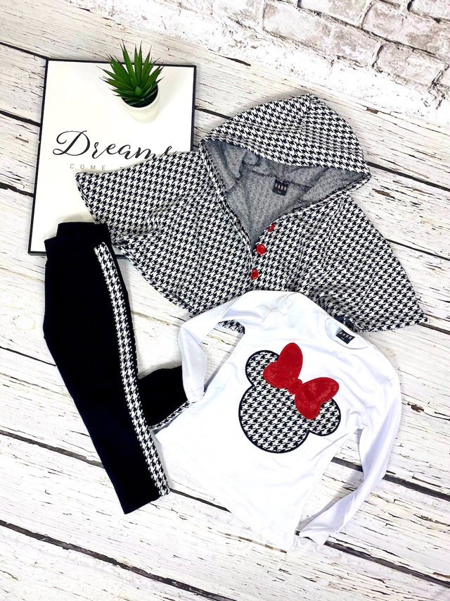 3pcs Pepitka pončo komplet