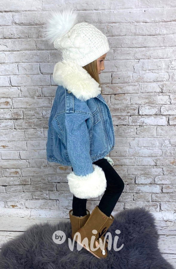 Oversize jeans bunda s kožíškem