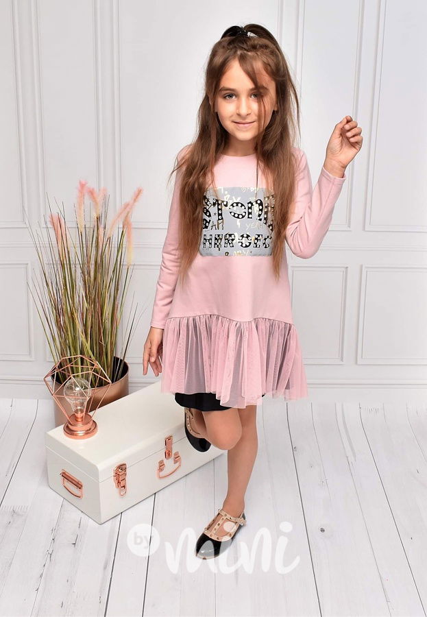 STONE pudrová tunika s tylem