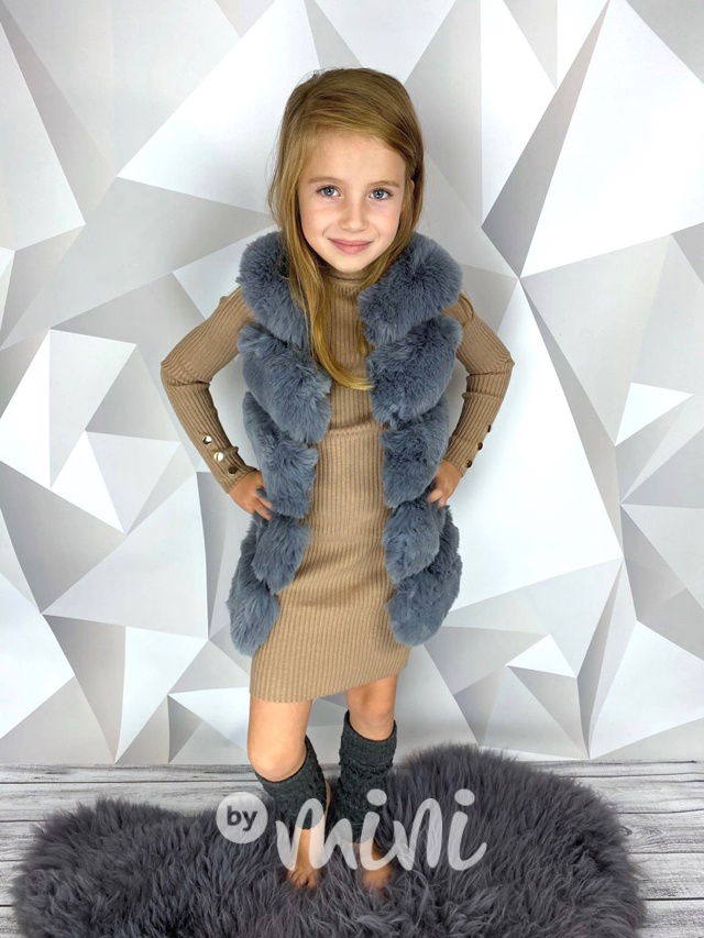 Chlupatá vesta s podšívkou - šedá