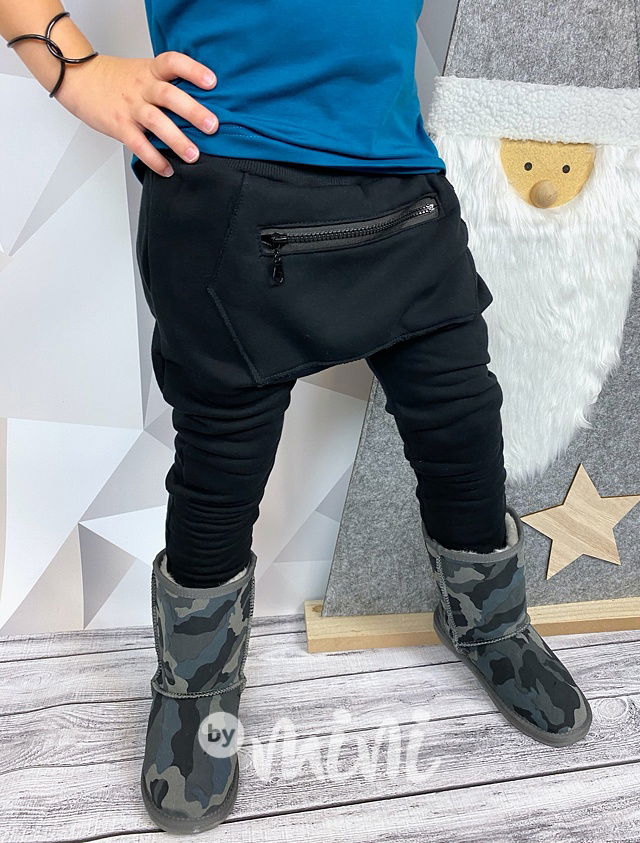 TERMO baggy tepláky s kapsičkou - černé