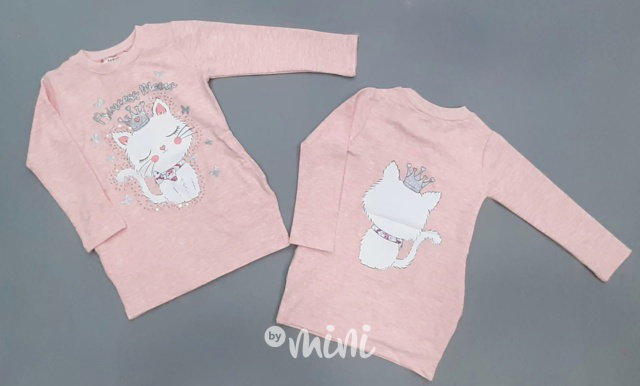 Dětská tunika Princess MEOW - melange pudder s kočičkou
