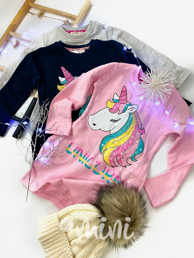 Unicorn dětská tunika s flitry - růžová