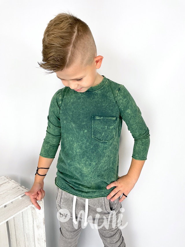 Acid wash longsleeve chlapecká blůzka green