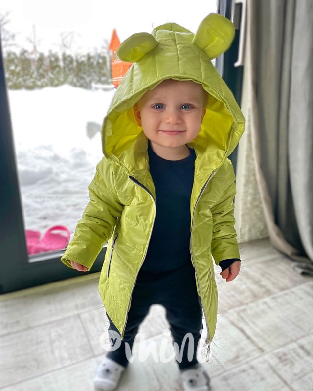 Prošívaná long bunda ouška - lemonková