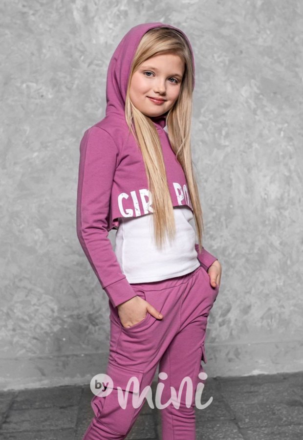 Girl power hoodie crop mikina pink *AFK*