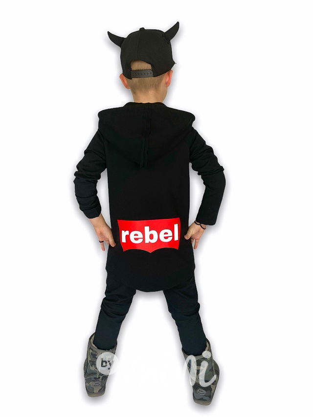 Černá REBEL dlouhá flísová mikina