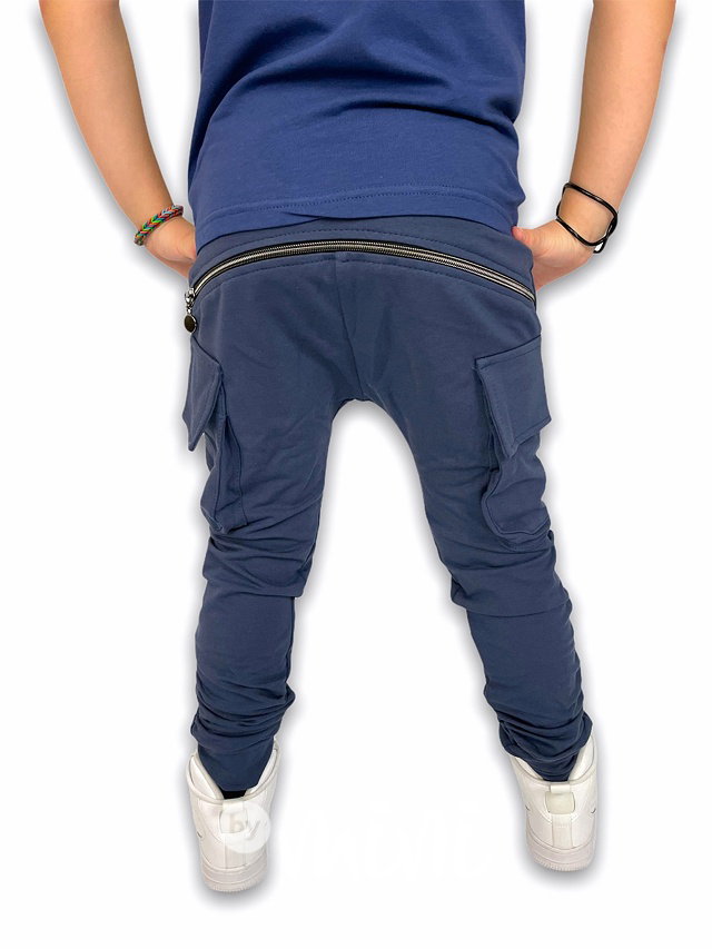 Modré baggy kapsáče zip