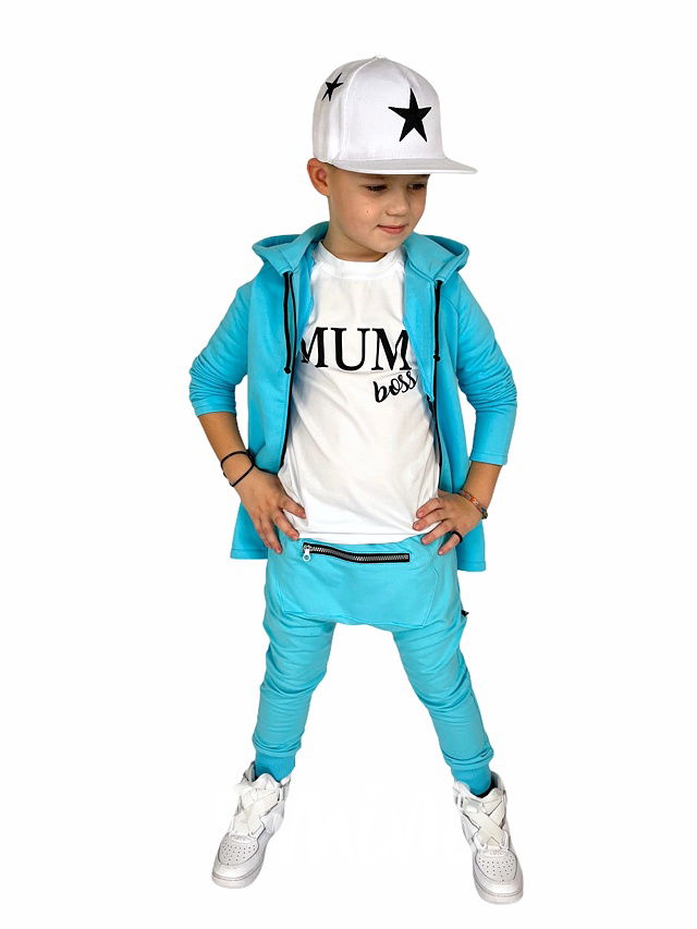 Baggy s kapsičkou a zipem - sky blue