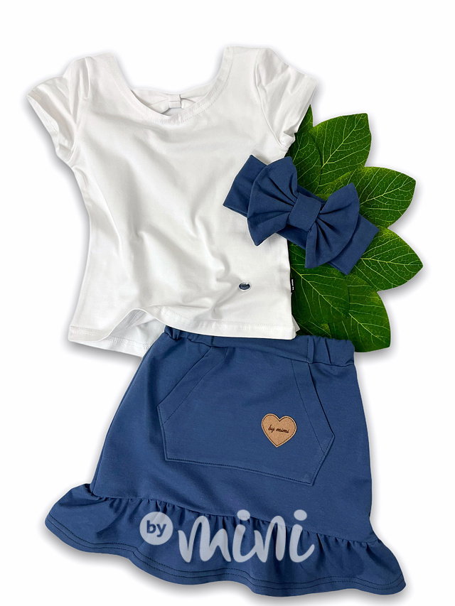3-dílný blue jeans & white dívčí komplet