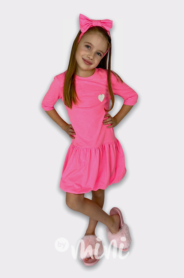 Neon pink dívčí šaty s balonovou sukní