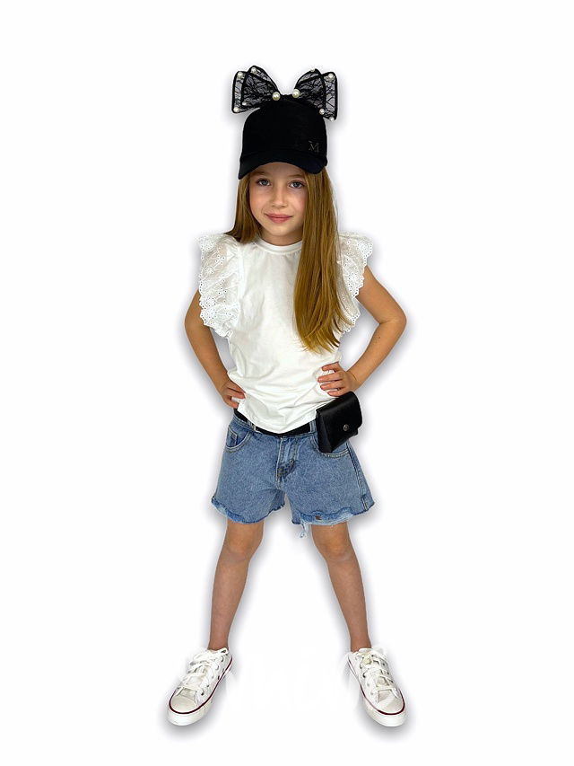 Ripped jeans kraťasy s páskem