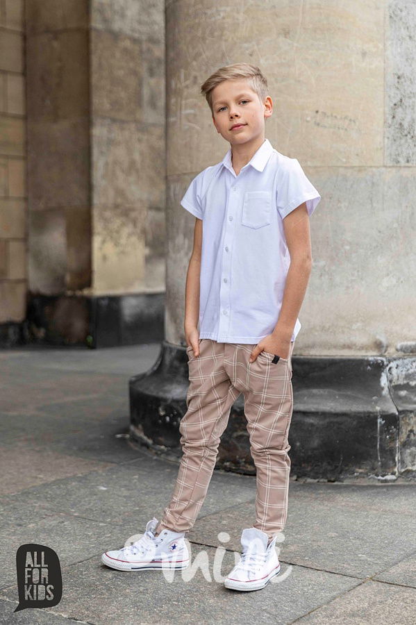 Elegant kalhoty - beige karo