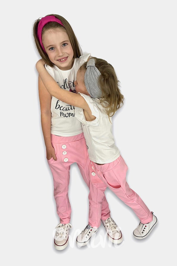 Růžové basic slim baggy tepláčky *MiniMe*