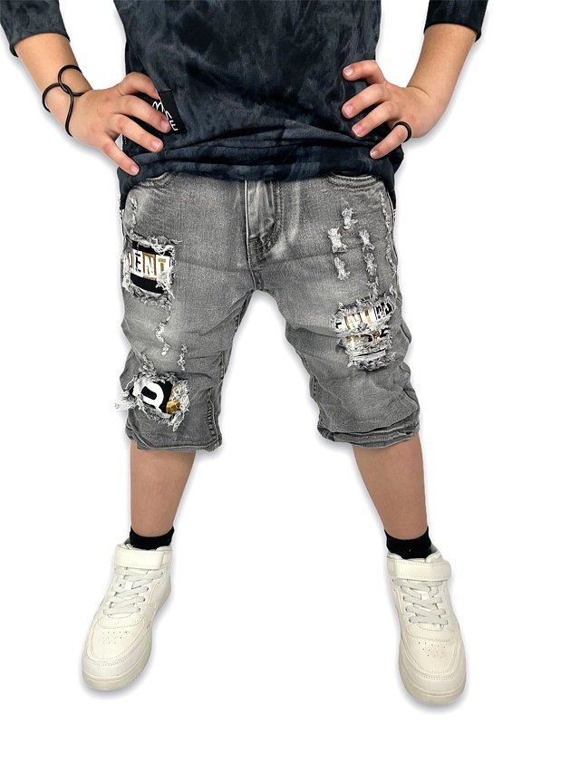 Ripped jeans kraťasy - dark