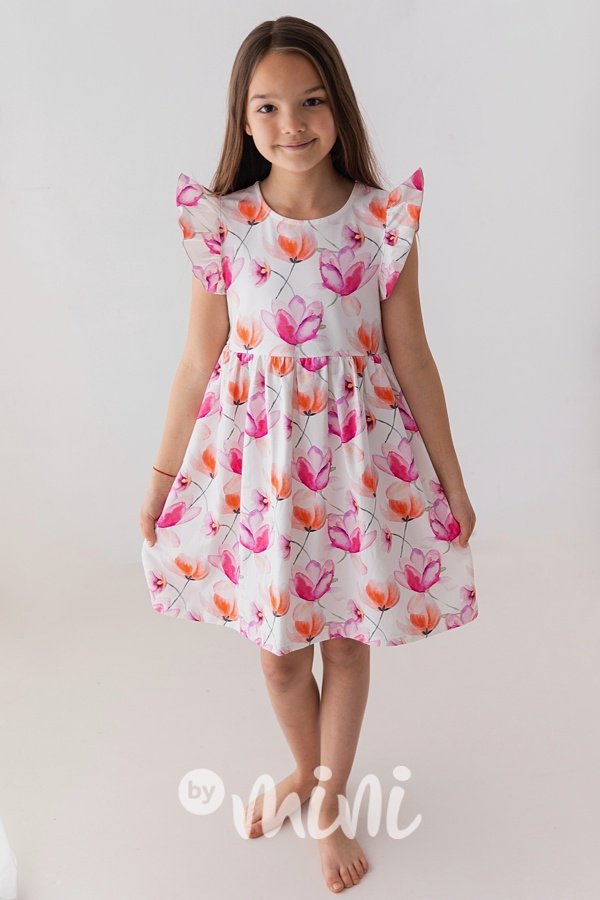 Pink orange blossom dívčí šaty
