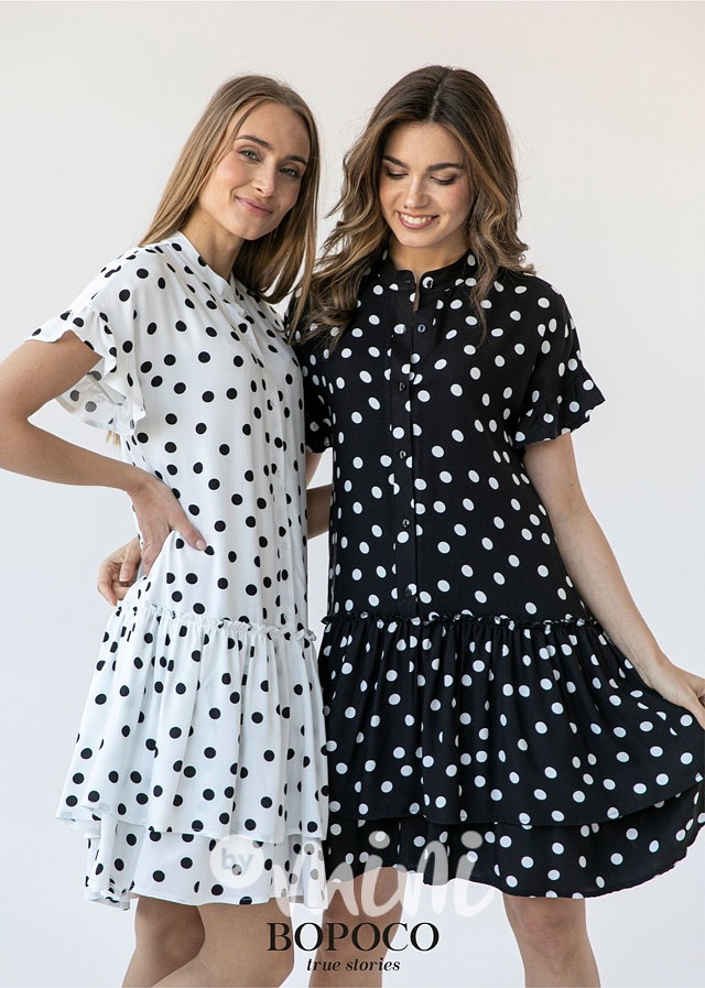 Dámské puntíkaté letní šaty - black