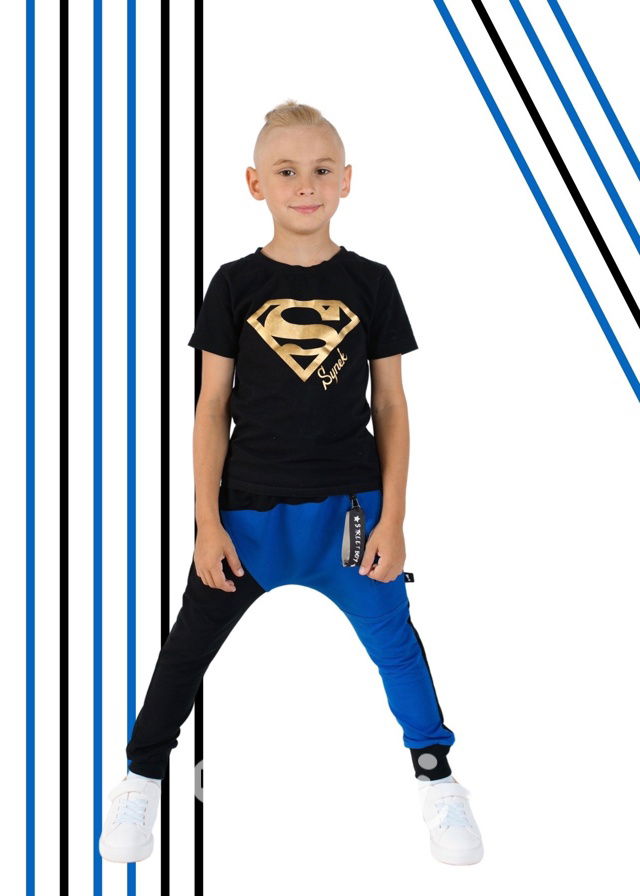 Street boy baggy tepláky black/royal blue