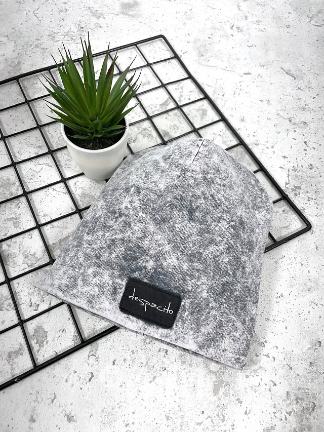 Despacito acid wash grey dvojitá beanie čepice