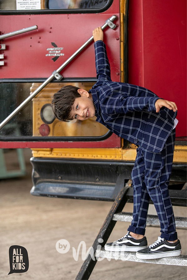 Elegant kalhoty - blue karo