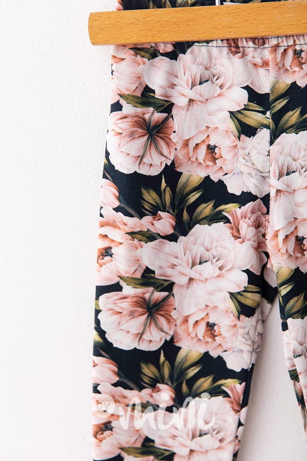 Vintage peony soft cotton legíny *Lily Grey*