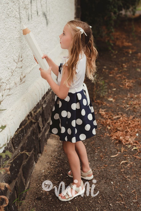 School šaty puntík s páskem