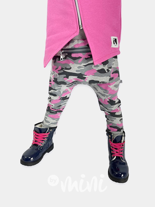 Baggy PINK army s kapsičkou a zipem