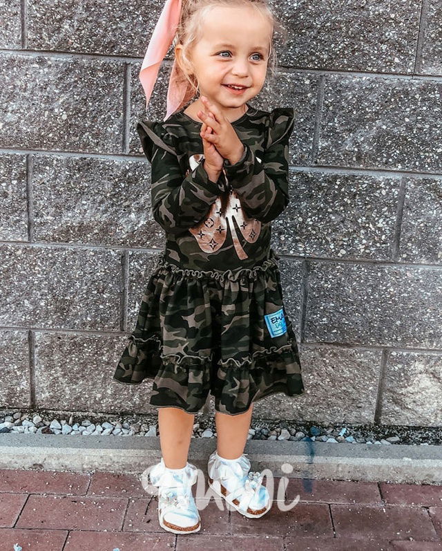 Maxi točivé šaty čtyřlístek - army