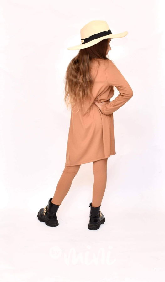 HIT 3-dílný žebrovaný set s kardiganem beige