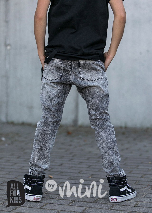 Denim black kalhoty s prošitím