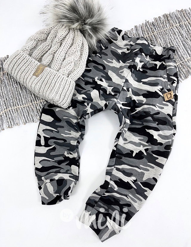 SUPER termo grey army tepláky - BASIC