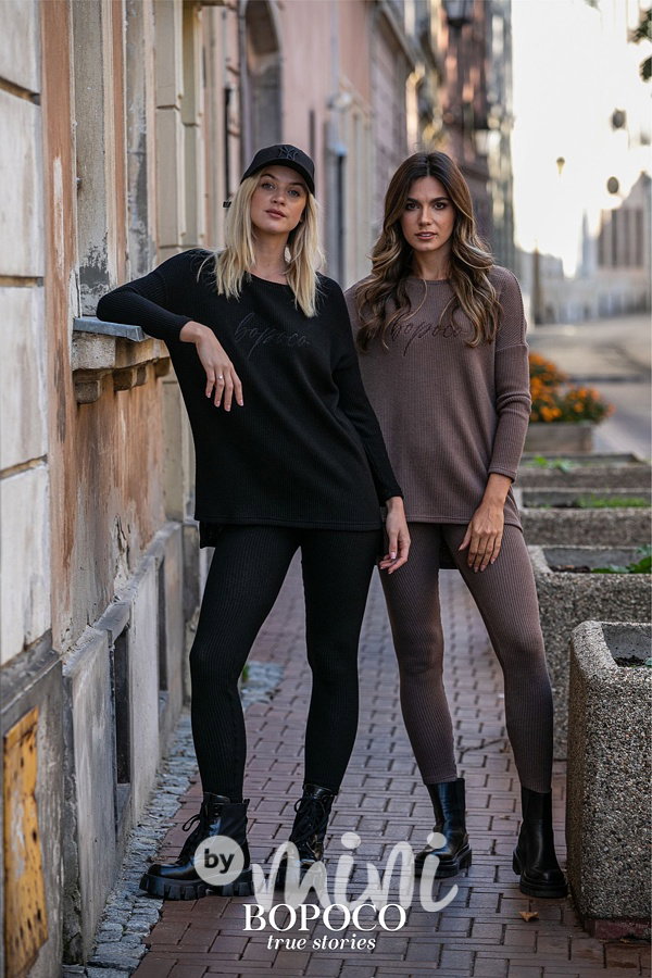 BOPOCO svetrový žebrovaný komplet na chladné dny