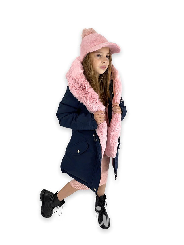 Zimní parka navy & pink