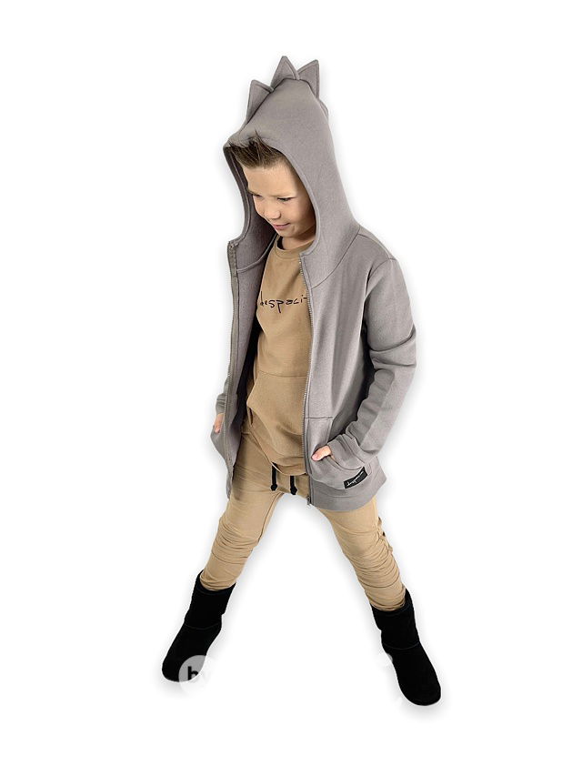 Despacito DINO vyteplená TERMO long mikina steel grey