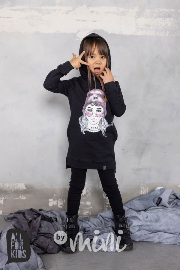 GIRLS mikinová tunika black