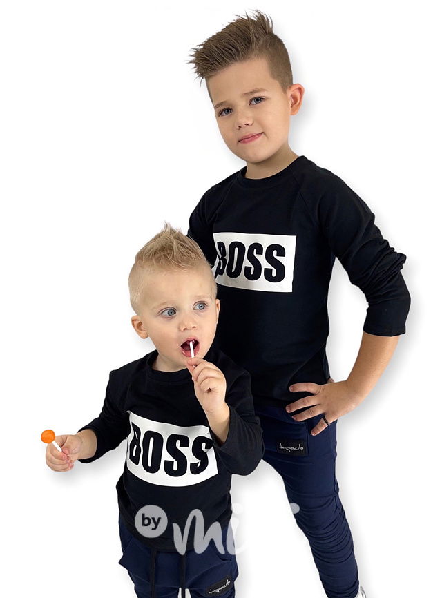 BOSS triko s dlouhým rukávem černé