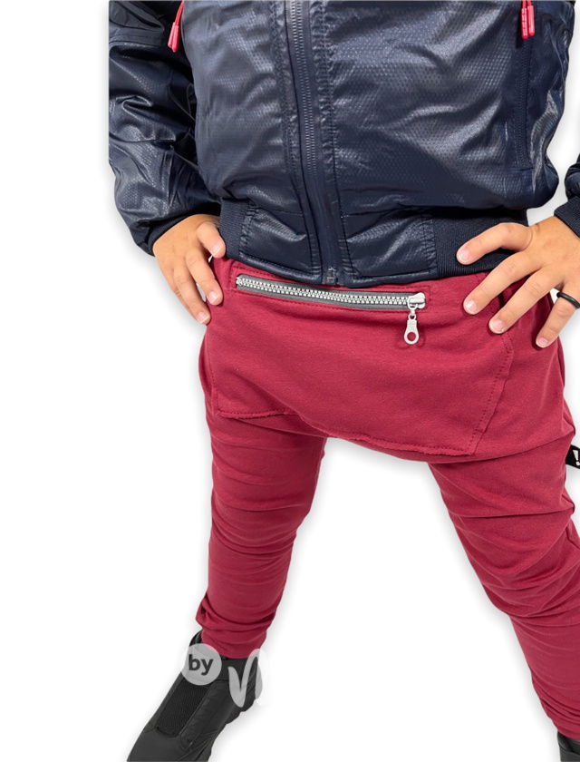 Bordo baggy tepláky se zipem