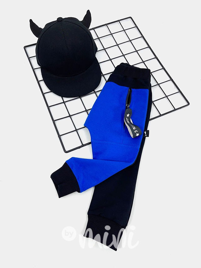 STREET boy baggy tepláky black/blue